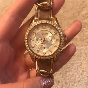Fossil Rose Gold Watch with Leather Band